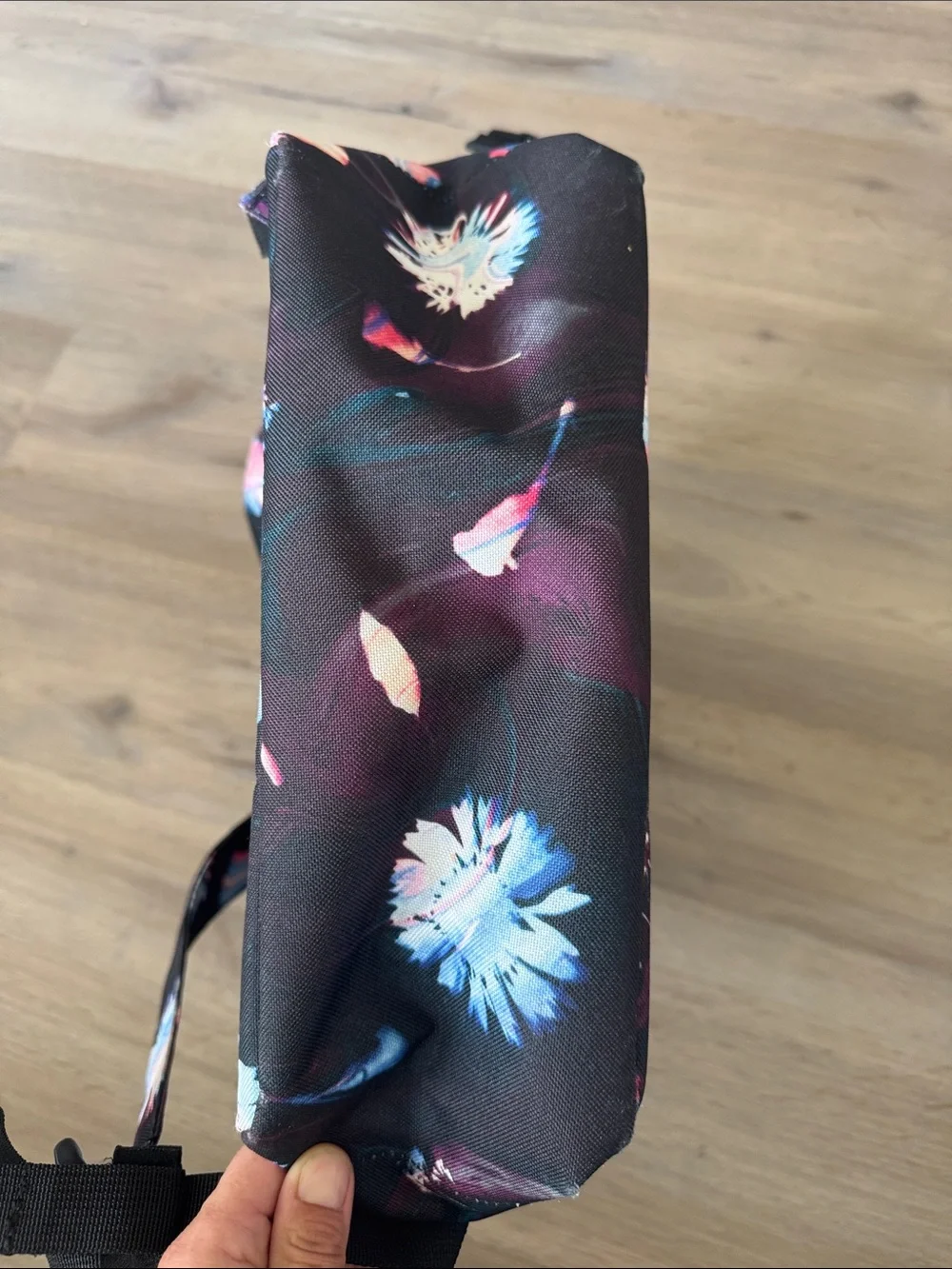 Herschel Supply Company Black Backpack with Blue and Pink Floral Accents